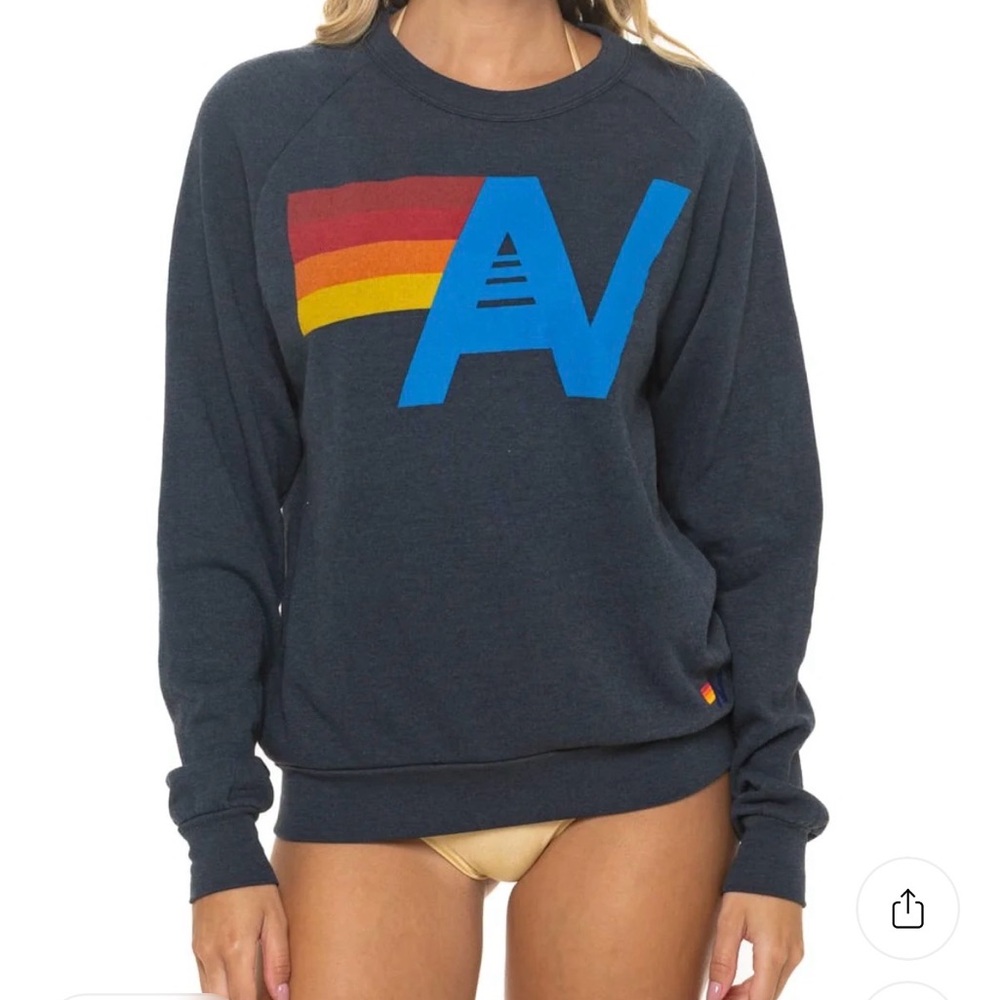 AV Dark Charcoal Graphic Pullover Sweatshirt - Women's